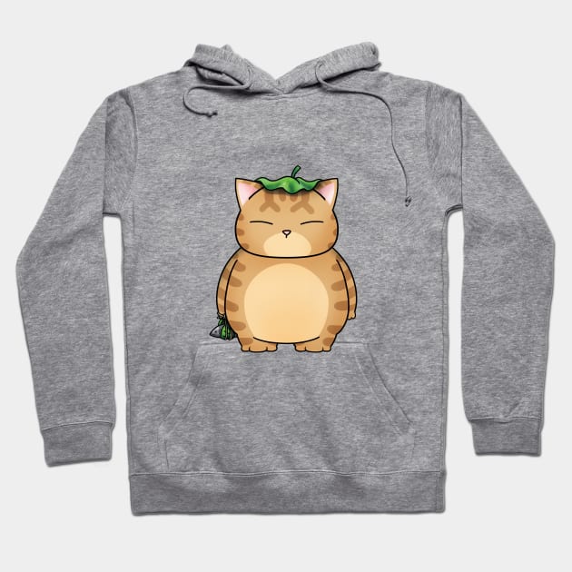 Fat Orange Cat with Leaf Umbrella Hoodie by Takeda_Art